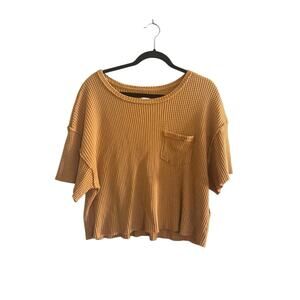 PILCRO Anthropologie Women Small Yellow Crop Top Casual Textured #5093